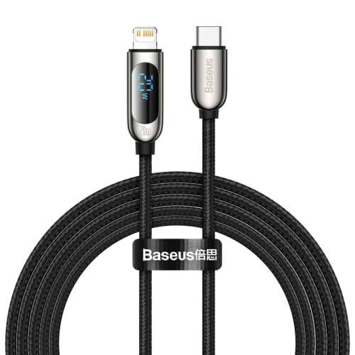 Baseus Cablu USB-C-Lightning cu afișaj, PD, 20 W, 2m, negru (CATLSK-A01)