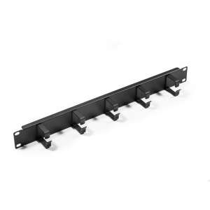 KELine 19 inch patch panel organizer, black metal, 6 hooks, cable management, rack mount - Keline