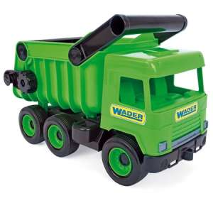 Wader green toy dump truck for kids, with tipping bed - Work machine for children