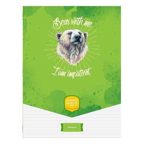 Student Art Booklets A4 lined notebook with a bear design, Bear with me I am impatient