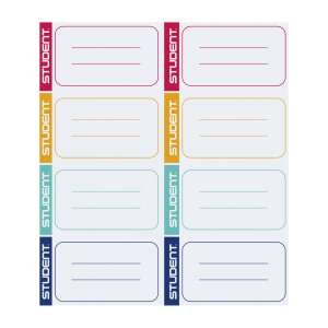ICO Student Prémium füzetcímke, 8 db öntapadós címke/ív, színes, füzetekre és címzéshez - Füzetcímke