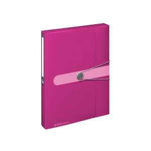 Herlitz Easy A4 PP rózsaszín füzetbox, rózsaszín A4 mappa gumis záródással, dokumentum tároló - Füzetbox