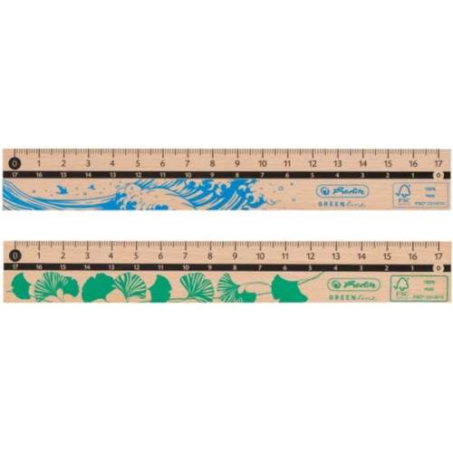 Herlitz GREENline 17 cm-es vonalzó hullám és ginkgo levél mintával - Herlitz
