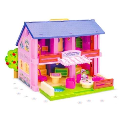 Wader Play House zweistöckiges Puppenhaus mit Möbeln #pink 31780622