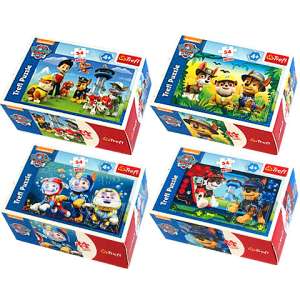  4 tipuri de Mini Puzzle Paw Patrol cu 54 de piese Trefl 