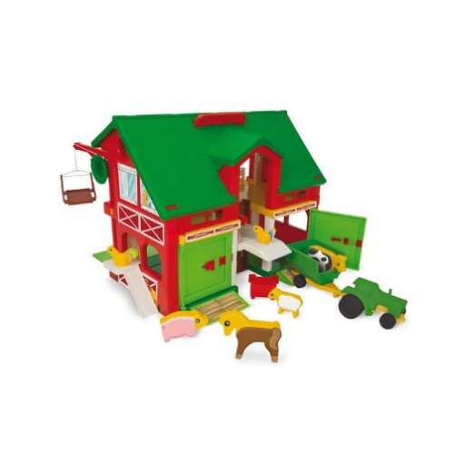 Wader Play Farm grajdar cu două etaje set de joacă cu tractor, animale și accesorii