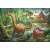 Trefl 60 piece dinosaur puzzle, featuring a brachiosaurus, stegosaurus, pterosaurs, and a volcano