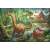 Trefl 60 piece dinosaur puzzle, featuring a brachiosaurus, stegosaurus, pterosaurs, and a volcano