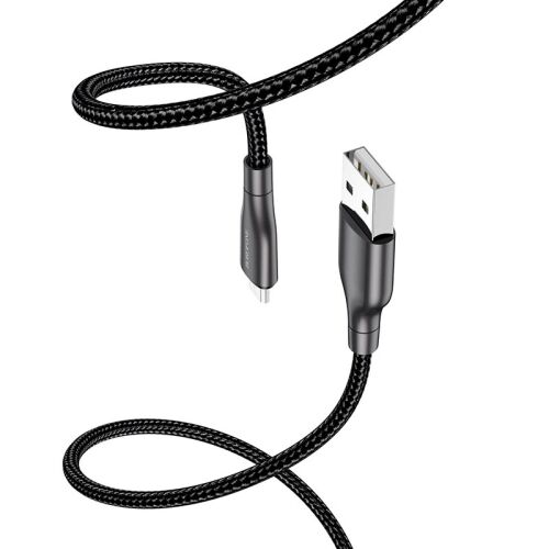 Geflochtenes Borofone BX54 USB-C auf USB-A Kabel, Schwarz