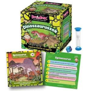 Igra BrainBox Dinosauri, s kartom dinosaura, kockom i pješčanim satom - Društvena igra