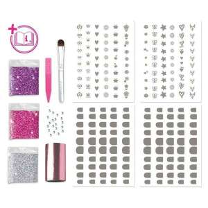 Glitza Fashionista Nagelkunst-Set, enthält Nagelschablonen, Glitzer und Strasssteine für die Kreation einzigartiger Nageldesigns - Glitza