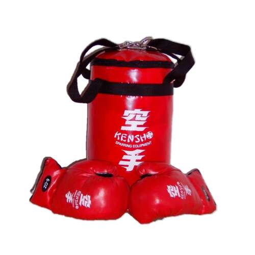 Zestaw bokserski dla dzieci Kensho, czerwony, 4-5kg, w zestawie worek treningowy i rękawice
