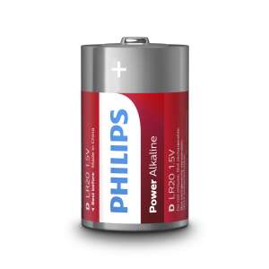 Philips Power Alkaline D batteries, LR20, 1.5V, 2 pack - Battery