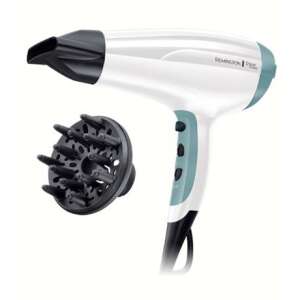 Remington Shine Therapy hair dryer with diffuser attachment, white and blue - Hair dryer, Durable depilatory device, Electric razor and Hair clippers
