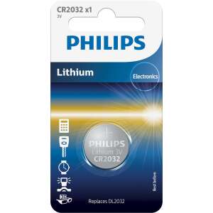 Philips CR2032 Lithium Battery, 3V, replaces DL2032 - Batteries & Accumulator