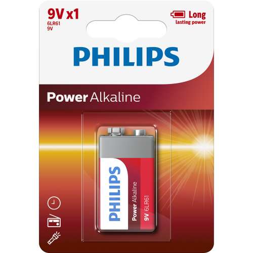 Philips Elem power alkali 9v 1-bliszter 6LR61P1B/10 44984803