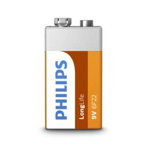 Philips LongLife 9V battery, 6F22 size, for long-lasting power - Batteries & Accumulator