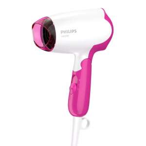Philips Essential Hair Dryer BHD003/00, white and pink, 1400W, compact, foldable handle, 2 speed settings, concentrator nozzle - Hair dryer, Durable depilatory device, Electric razor and Hair clippers