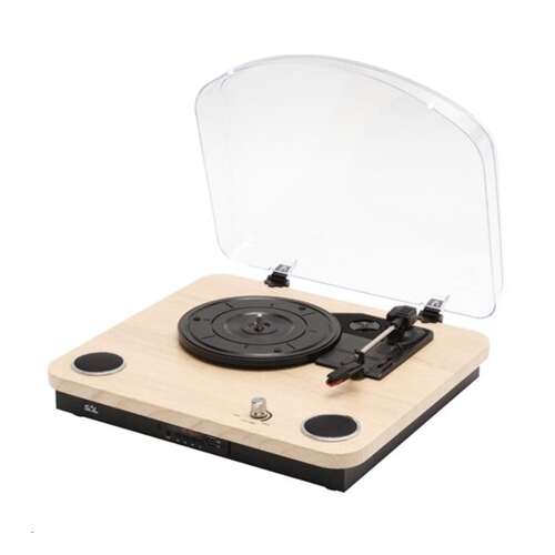 SOMOGYI RRT 12B turntable with built-in speakers, wood finish