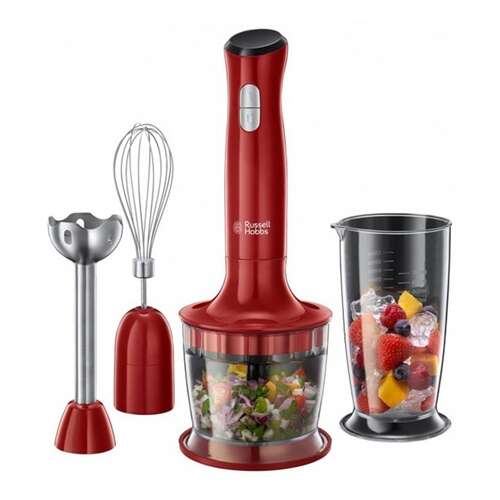 Ručný mixér Russell Hobbs Desire 3 v 1, červený, s drvičom, metličkou a mixérom