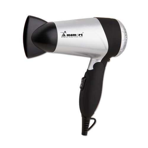 Momert 1606 hair dryer, silver and black, with foldable handle
