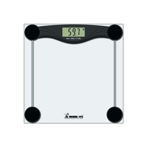 Momert 5873 digitale Badezimmerwaage mit gehärteter Glasplattform, schwarz