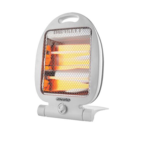Mesko MS7710 Halogenheizung in Betrieb, schräge Ansicht