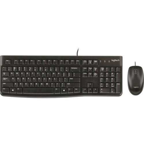 Logitech Desktop MK120 Wired Keyboard and Mouse Combo, black