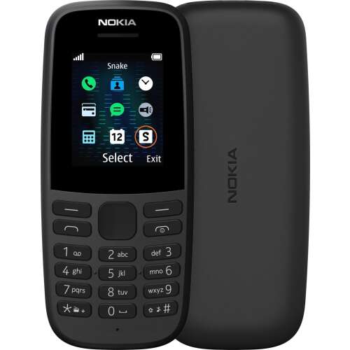 Nokia 105 Mobiltelefon + Domino Quick alapcsomag, Fekete