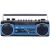 Front view of Trevi RR501 blue cassette radio with USB
