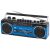 Angled view of Trevi RR501 blue retro radio cassette recorder