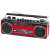 Trevi RR501 red portable cassette radio with bluetooth, AM/FM radio, USB and SD card reader, with antenna extended