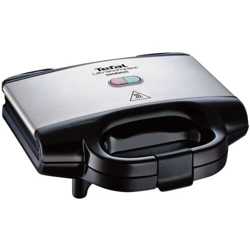 Tefal Ultracompact Sandwich Maker, черен и неръждаема стомана, затворен, преден изглед