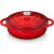 Red enameled cast iron casserole dish with lid