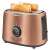 Sencor STS 6056GD 2-slice toaster in rose gold color, angled view with toasted bread