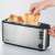 Severin AT2515 stainless steel toaster with two slices of toasted bread