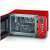 Severin MW7893 red retro microwave oven with the door open