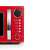 Close-up of the control panel of the Severin MW7893 red retro microwave oven