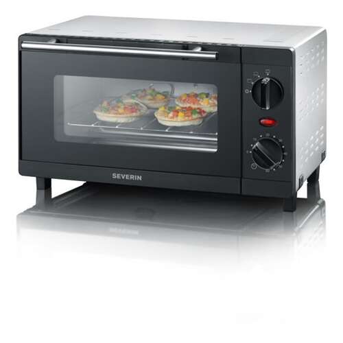 Severin TO2052 mini sütő pizzával benne, fekete