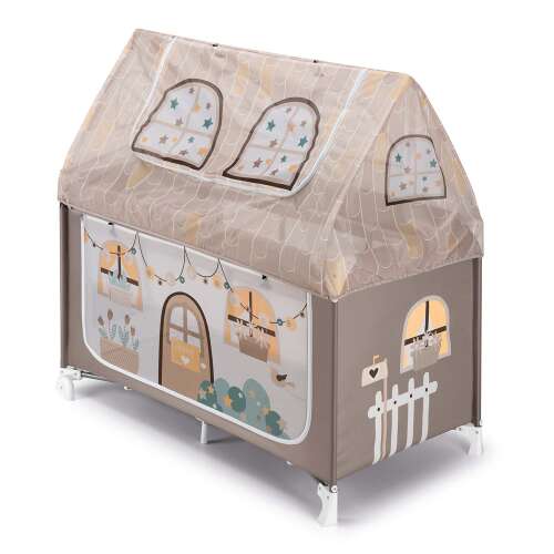 Pătuț de călătorie CAM Daily Dolci Sogni în bej, design în formă de casă