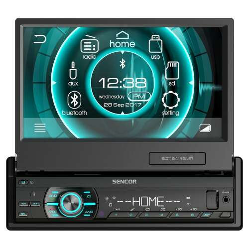 Автомобилно радио Sencor SCT 9411 BMR с 7-инчов сензорен екран, Bluetooth, USB, слот за SD карта, AUX вход, черно