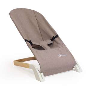 Petite&Mars Calmy Beige baby bouncer, beige fabric, white frame, wooden base - Petite&Mars