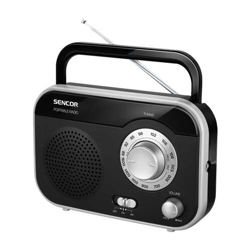 Sencor SRD 210BS tragbares Radio, schwarz und silber, mit Teleskopantenne