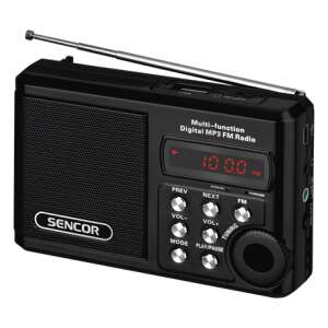 Czarne radio FM Sencor SRD215B z odtwarzaczem MP3, gniazdem USB i gniazdem karty SD - Sencor