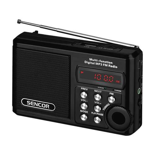 Crni Sencor SRD215B FM radio s MP3 playerom, USB i utorom za SD karticu