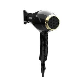 Winning Star hair dryer, black with gold accents, 2000W, professional hair dryer - Winningstar
