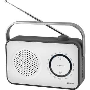 Sencor SRD2100W portable AM/FM radio with telescopic antenna, white and black - Audio