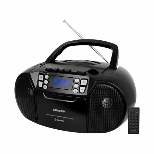 Sencor SPT3907B 4 W, CD, kazetta, Bluetooth, USB, AUX, FM Fekete-Ezüst rádiós magnó 177404640 - Rádió