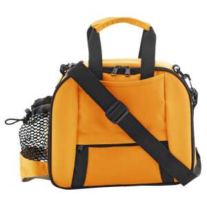 Pomarańczowa torba chłodząca z boczną kieszenią siatkową i regulowanym paskiem na ramię - Torba chłodząca, opakowanie na lód