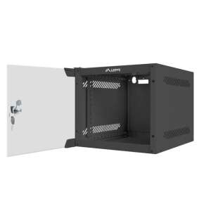 Lanberg 4U 10-инчов шкаф за монтиране на стена с отворена врата, черен - Шкаф за стелажи